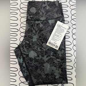 lululemon athletica Black and Green Floral Leggings